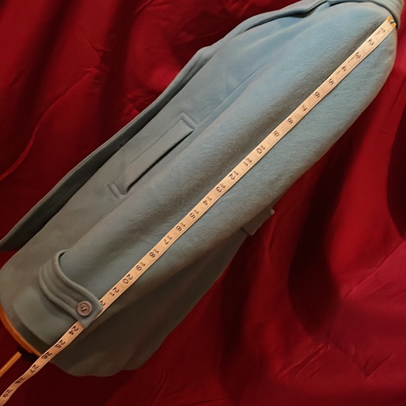 Teal colored, Double breasted, wool blend coat - Picture 7 of 11